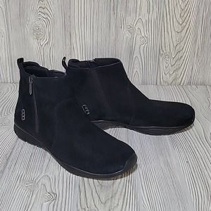 Skechers Black Suede Leather Ankle Boots, Side Zip, Women's 11